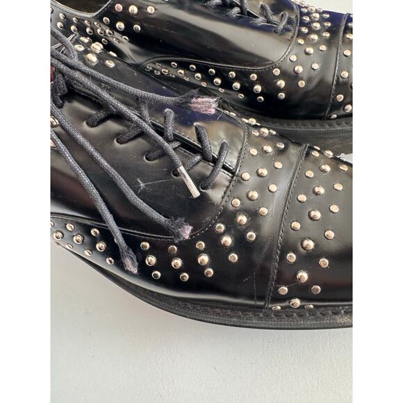 Stuart Weitzman Black Studded Patent Leather Platform Oxfords SW 88216 size 9 - Picture 16 of 16